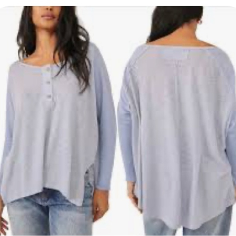 We the Free boho top blue moon combo Size Small Henley New Long Sleeve